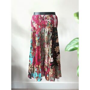 2008 Vintage Raviya | Boho Patchwork Cotton Midi Skirt
